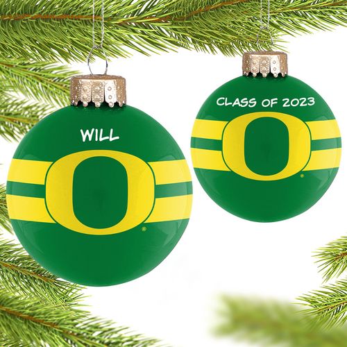 Personalized University of Oregon Glass School Holiday Ornament