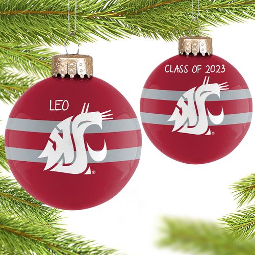 Personalized Washington State Glass School Holiday Ornament