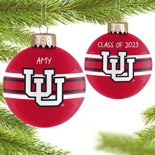 Personalized University of Utah Glass School Holiday Ornament