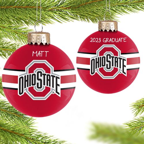 Personalized Ohio State Glass School Holiday Ornament