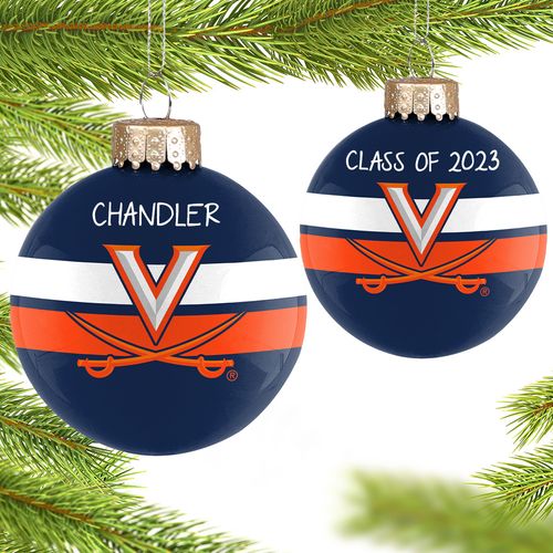Personalized University of Virginia Glass School Holiday Ornament