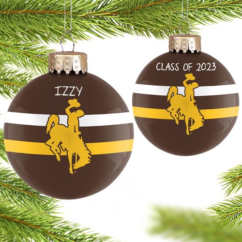 Personalized University of Wyoming Glass School Holiday Ornament