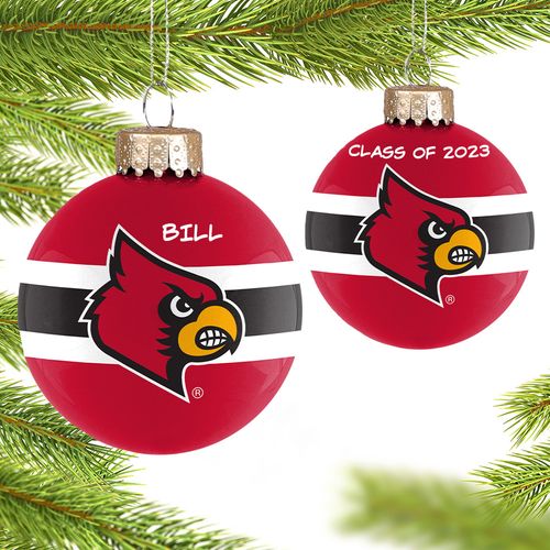 Personalized University of Louisville Glass School Holiday Ornament