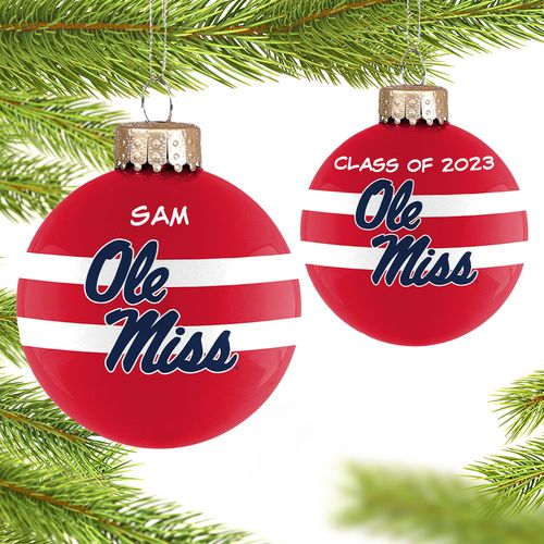 Personalized University of Mississippi Glass School Holiday Ornament