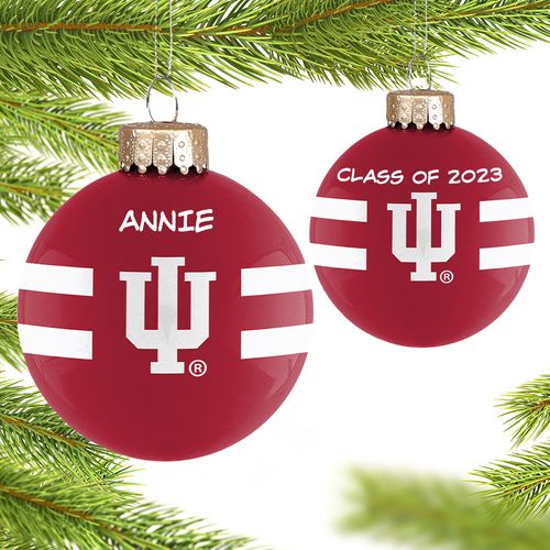 Personalized University of Indiana Glass School Holiday Ornament