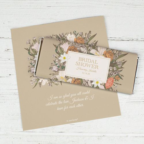 Personalized Rustic Florals Bridal Shower Favor Chocolate Bar Wrappers