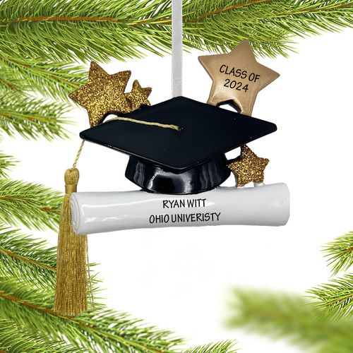 Personalized College Graduate Hat And Tassel Holiday Ornament