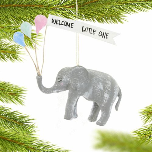 Party Elephant With Balloons Holiday Ornament