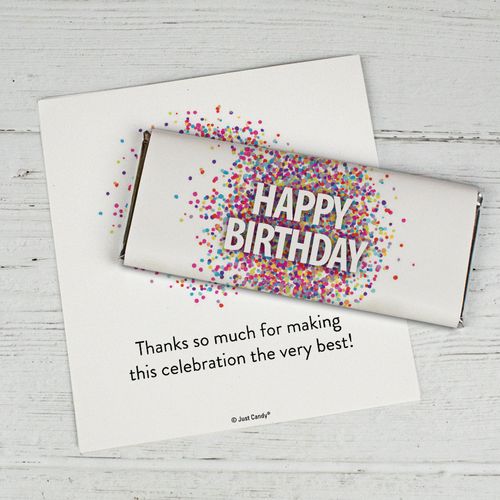 Personalized Happy Birthday Confetti Chocolate Bar Wrappers Only