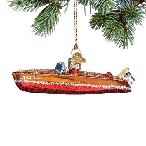 Classic Wooden Boat Holiday Ornament