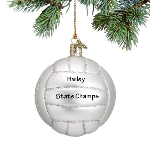 Glass Volleyball Holiday Ornament