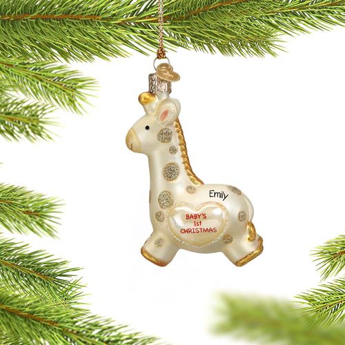 Glass Baby Giraffe Holiday Ornament