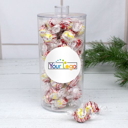 Personalized Add Your Logo Lindor Truffles Canister Gift - Peppermint Truffles