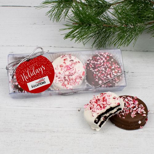 Personalized Christmas Peppermint Chocolate Covered Oreos in Box with Gift Tag - Simply Holidays