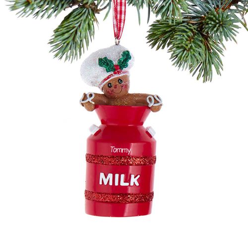Personalized Gingerbread Man Milk Bottle Holiday Ornament