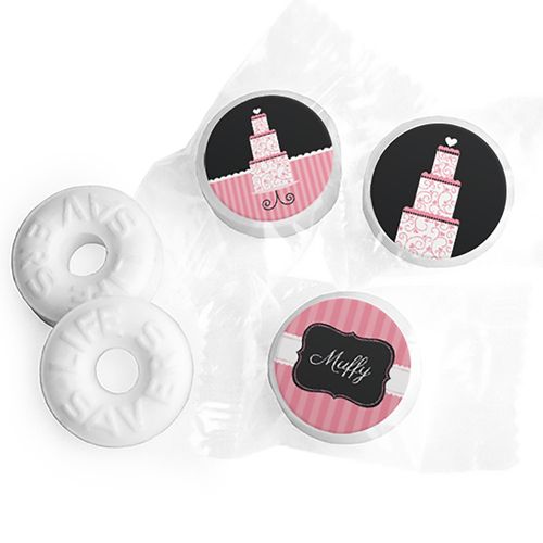 Personalized Bridal Shower Pink Cake Life Savers Mints