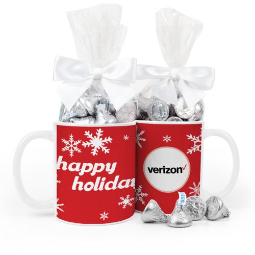 Personalized Christmas Holiday Snowflakes 11oz Mug with Hershey's Kisses
