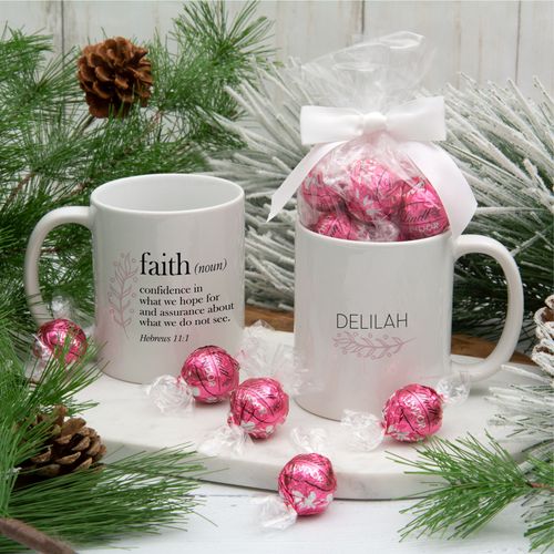 Personalized Faith Definition 11oz Mug with Lindt Truffles