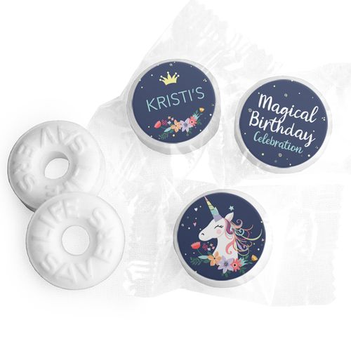 Personalized Unicorn Birthday Blue Unicorn- Life Savers Mints