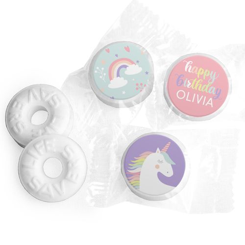 Personalized Unicorn Birthday Rainbow Unicorn Life Savers Mints