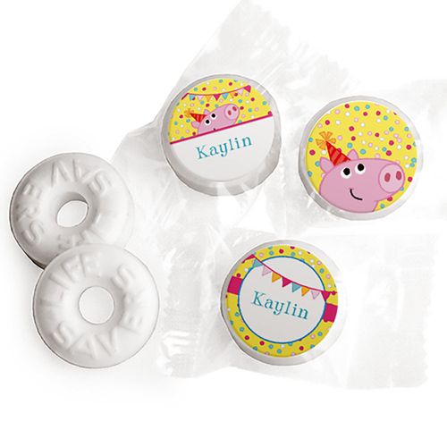 Personalized Birthday Pigs & Dots Life Savers Mints