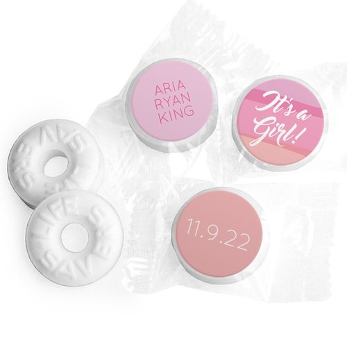 Bonnie Marcus Collection Personalized LIFE SAVERS Mints Watercolor Girl Birth Announcement