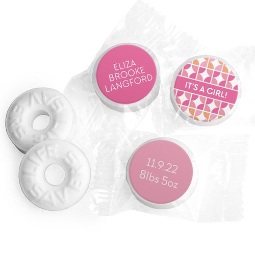 Bonnie Marcus Collection Personalized LIFE SAVERS Mints It's a Girl Hearts Birth Announcement