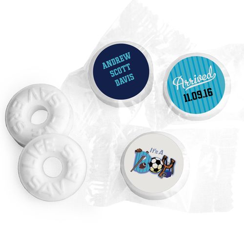 All Sports Personalized Baby Boy LIFE SAVERS Mints Assembled