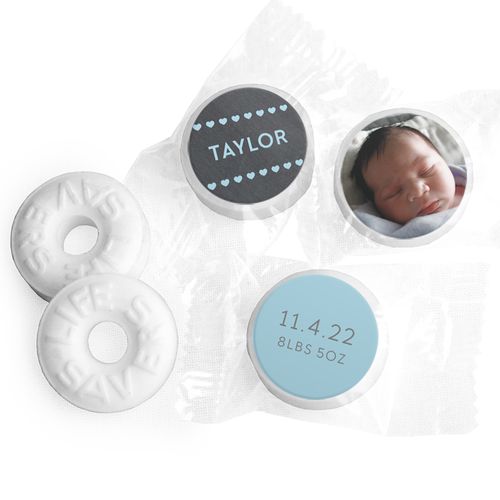 Bonnie Marcus Collection Personalized Photo LIFE SAVERS Mints Heart Boy Birth Announcement