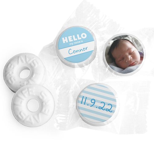 Bonnie Marcus Collection Personalized Photo LIFE SAVERS Mints Name Tag Boy Birth Announcement