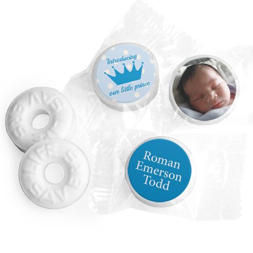 Bonnie Marcus Collection Personalized LIFE SAVERS Mints Polka Dots & Crown Birth Announcement