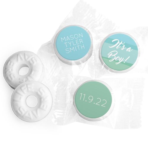 Bonnie Marcus Collection Personalized LIFE SAVERS Mints Watercolor Boy Birth Announcement
