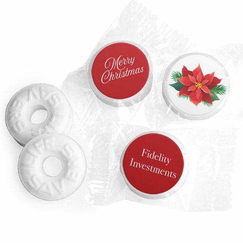 Personalized Christmas Holiday Poinsettia Life Savers Mints