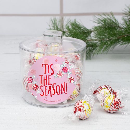 Christmas 'Tis the Season Lindor Truffles Short Canister Gift - Peppermint Truffles