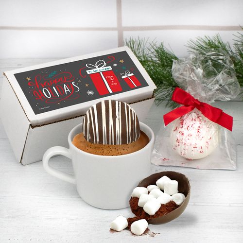 Personalized Christmas Hot Chocolate Bom Gift Box - Happy Holidays