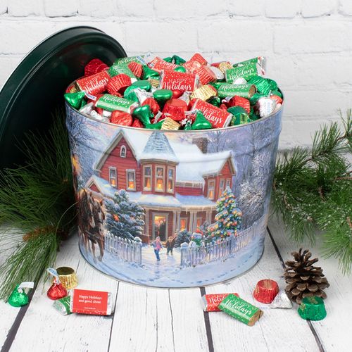 Personalized Hershey's Happy Holidays Mix Dashing Through the Snow Tin - 8 lb