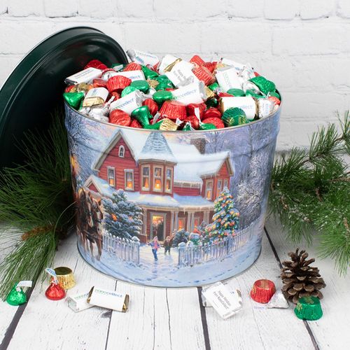 Personalized Hershey's Happy Holidays Mix Dashing Through the Snow Tin - 14 lb