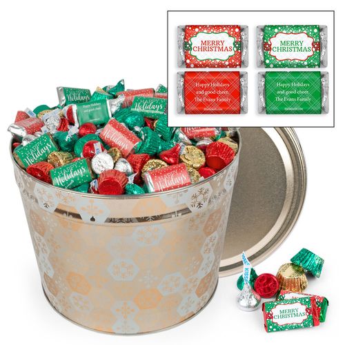 Personalized Shining Snowflakes 12 lb Happy Holidays Hershey's Mix Tin