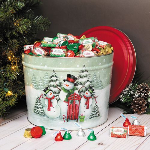 Personalized Snow Family 12 lb Happy Holidays Hershey's Mix Tin