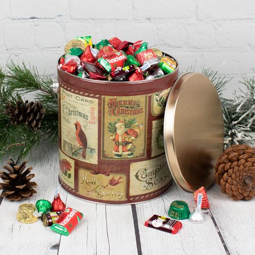 Vintage Santa Postcard Hershey's Holiday Mix 3.7 lb Tin