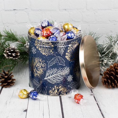 Shimmering Pine 2.6lb Holiday Tin Assorted Lindt Truffles (95pcs)