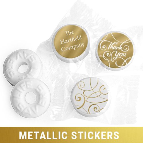Personalized Life Savers Mints - Metallic Thank You Swirls (300 Pack)