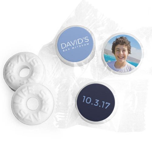 Bar Mitzvah Personalized Solid Blue Life Savers Mints