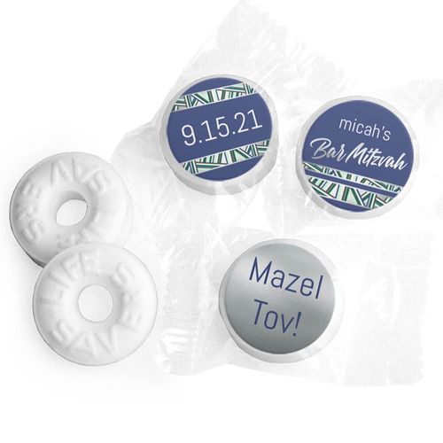 Personalized Bar Mitzvah Symbolic Stripes Life Savers Mints