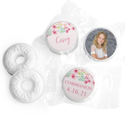 Personalized Life Savers Mints - Girl First Communion Floral Elegance