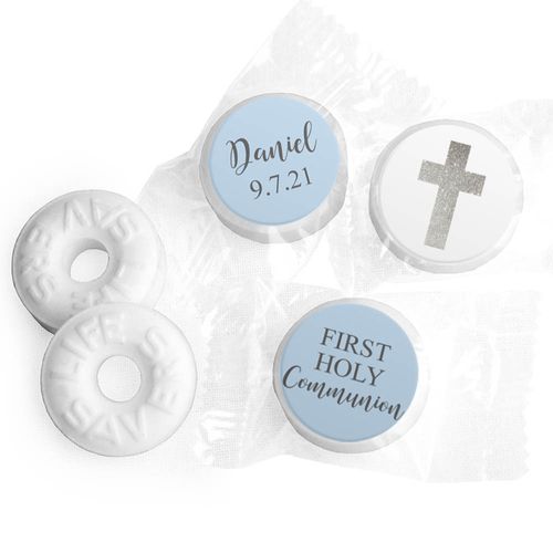 Personalized Life Savers Mints - Boy First Communion Shimmering Cross