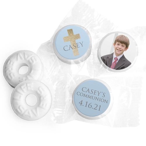 Personalized Life Savers Mints - Boy First Communion Glitter Cross
