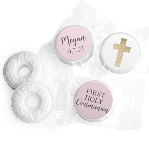 Personalized Life Savers Mints - Girl First Communion Shimmering Cross