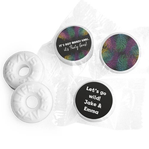 Personalized Life Savers Mints - Mardi Gras Party Feathers