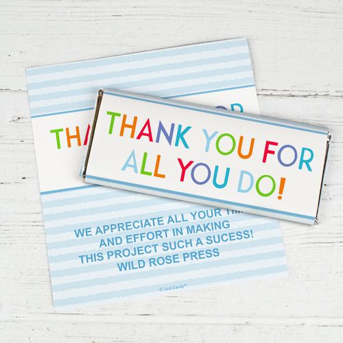 Personalized Striped Business Thank You For All You Do Chocolate Bar Wrappers Only